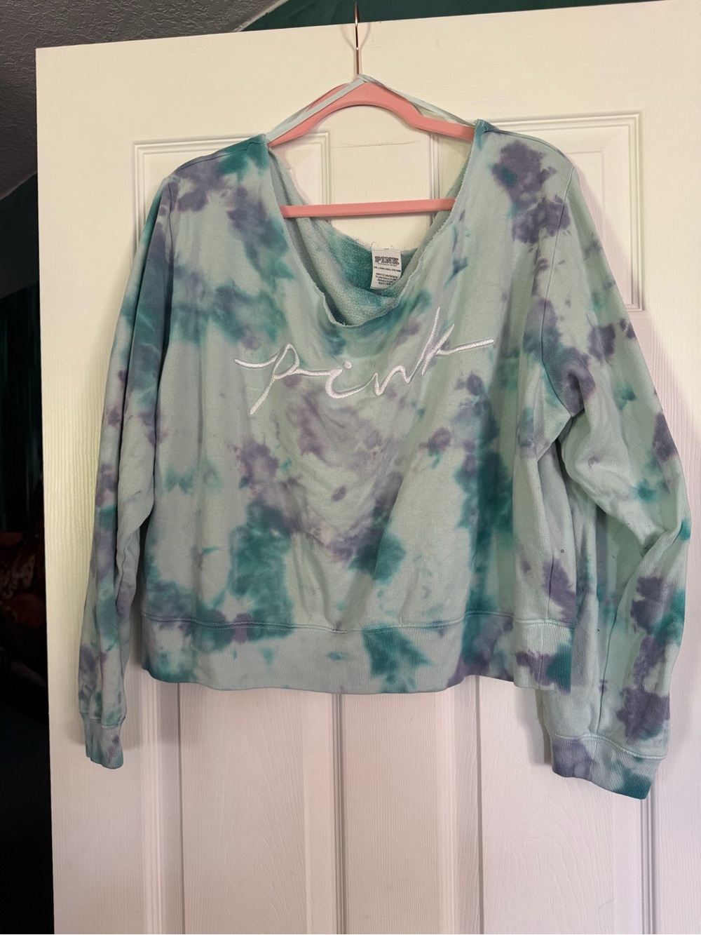 PINK Victoria's Secret Pastel Tie-Dye Sweatshirt - Aqua & Lavender